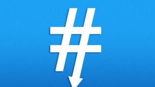 Illustration of a hashtag with a down arrow. 